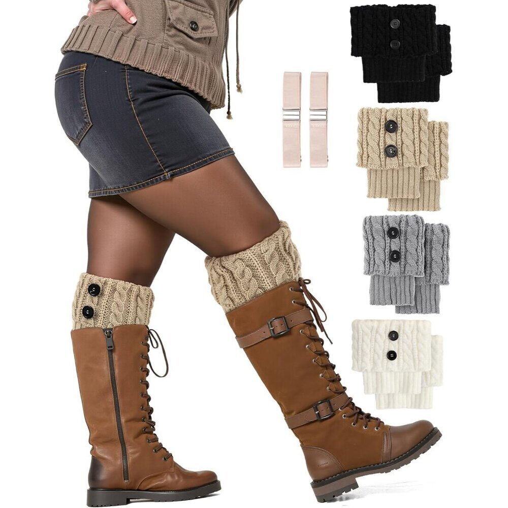 Women’s Extra Wide Calf Boot Cuffs Leg Warmers Plus Size Winter Socks